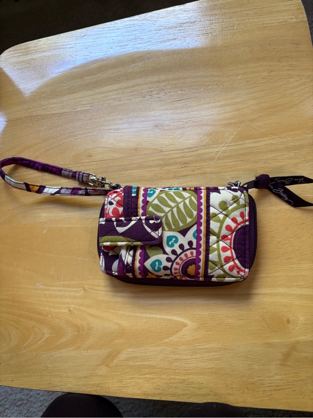 Vera Bradley Plum Multicolor Quilted Wristlet Wallet